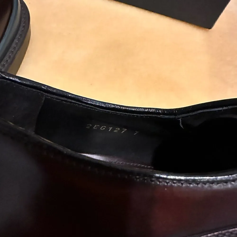 Prada brushed leather lace-up loafer size 7, EU 39,5-40